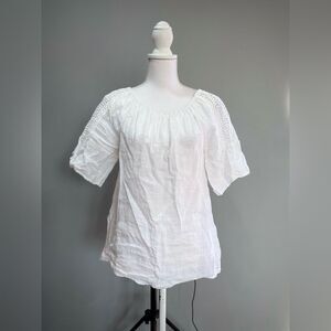 White Terzo Millennio Linen Peasant Top Size S EUC